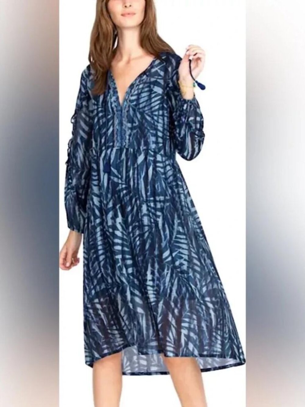 Johnny Was Tropic Twilight Ruffle Sleeve Dress/Cover-up Size XL - EUC